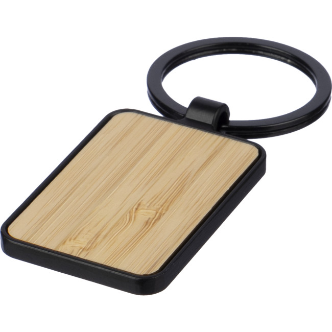 Promotional Bamboo Metal Keychain