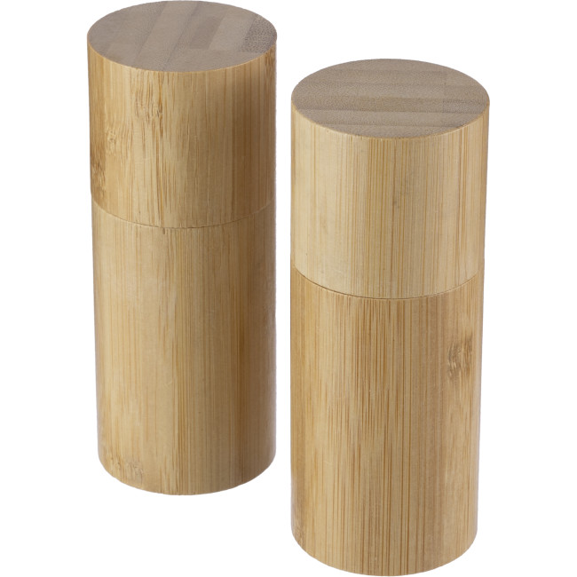 Promotional Bamboo Spice Mill Set 2pc