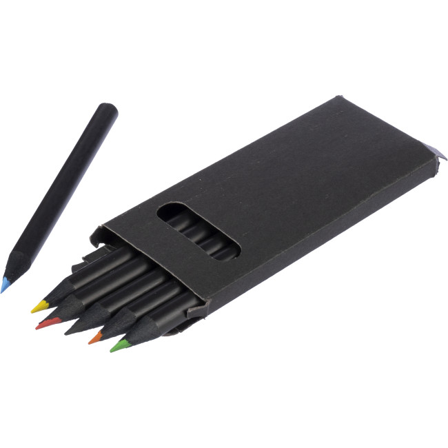 Promotional Pencil Set In Recycled Black Carton 6pc