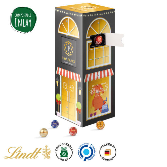 Promotional Tall Tower Chocolate Advent Calendar – Mini Lindt & Lindor Chocolate Balls - Image 1