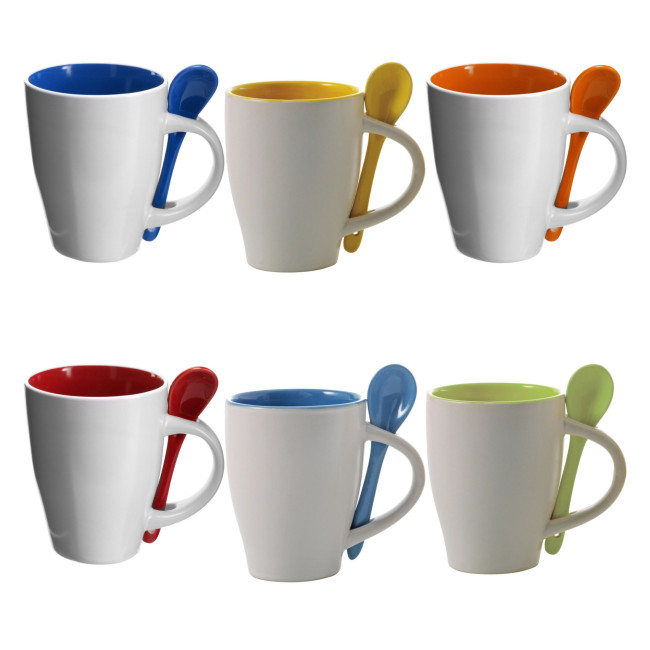 Promotional Coffee mug with spoon 300ml - Image 1