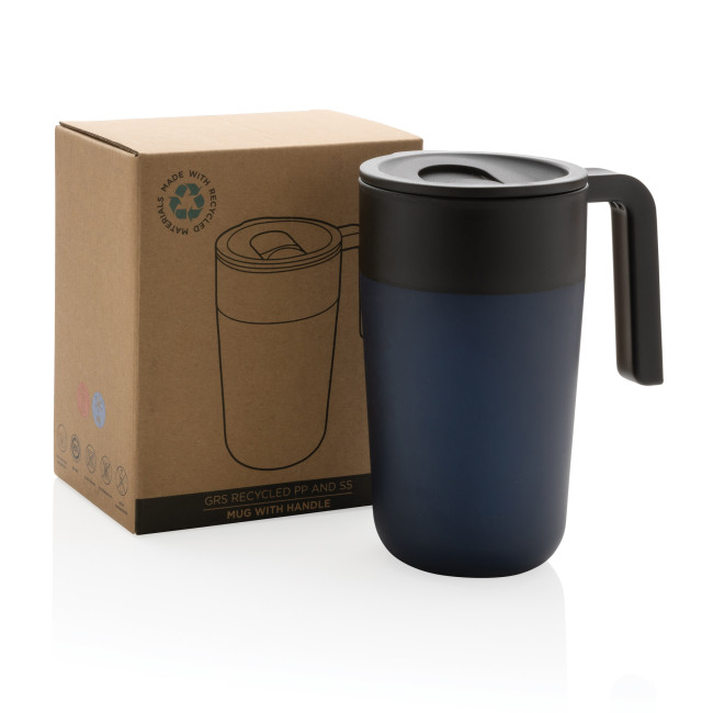 Promotional GRS Recycled PP And SS Mug With Handle 480ml - Image 2