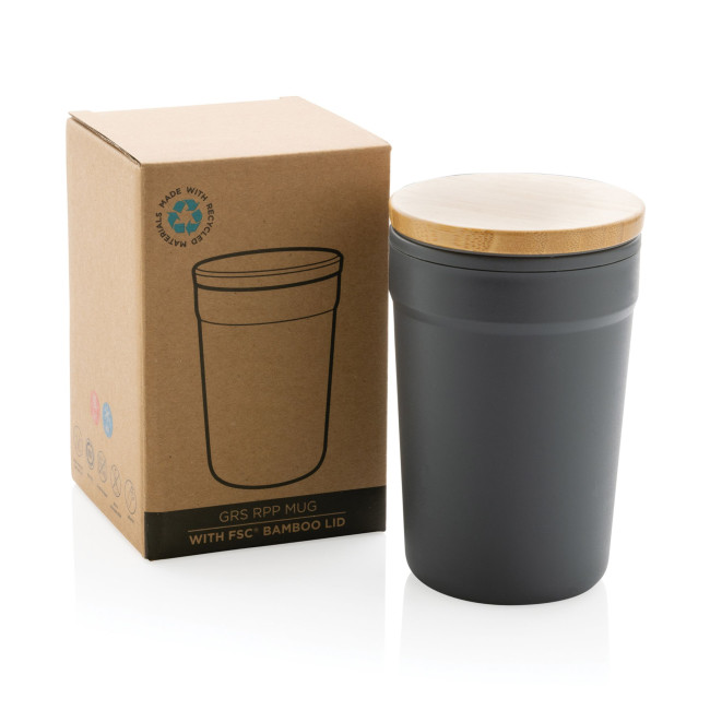 Promotional GRS Certified Recycled PP Mug With Bamboo Lid 300ml - Image 5