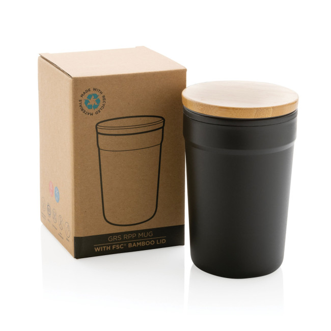 Promotional GRS Certified Recycled PP Mug With Bamboo Lid 300ml - Image 6