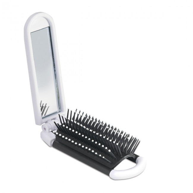 Promotional Foldable Hairbrush With Mirror - Image 1