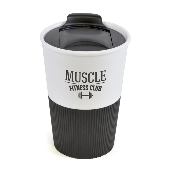 Promotional Rubber Base Plastic Take Out Mug 330ml - Image 2