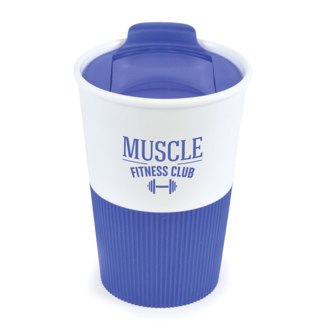 Promotional Rubber Base Plastic Take Out Mug 330ml - Image 3