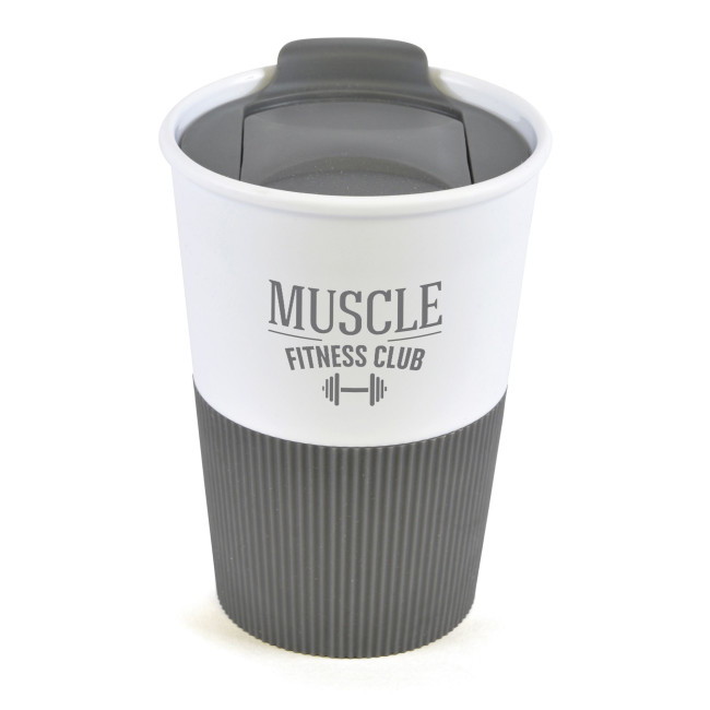 Promotional Rubber Base Plastic Take Out Mug 330ml - Image 5