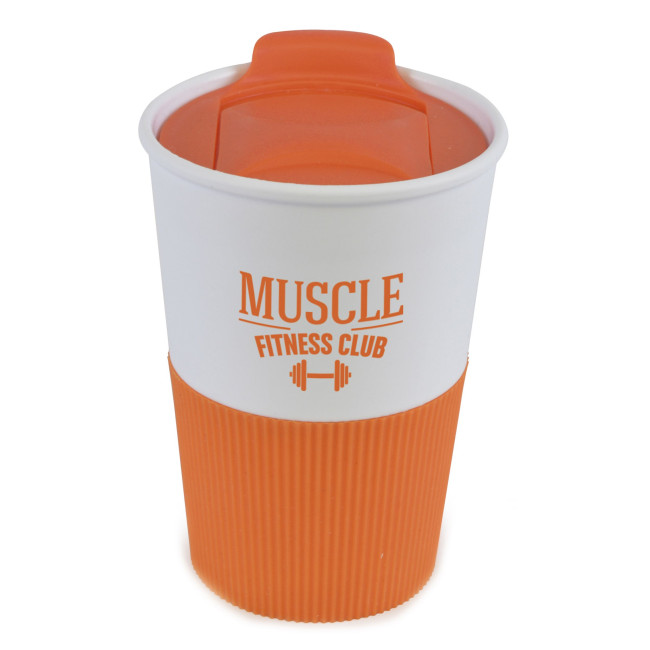 Promotional Rubber Base Plastic Take Out Mug 330ml - Image 6