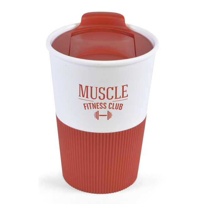 Promotional Rubber Base Plastic Take Out Mug 330ml - Image 9