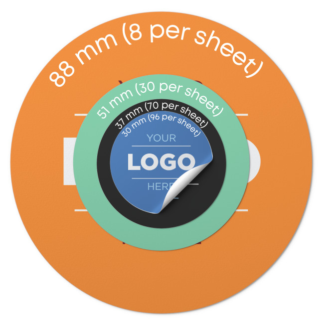 Promotional 30mm Diameter Paper Stickers on sheets