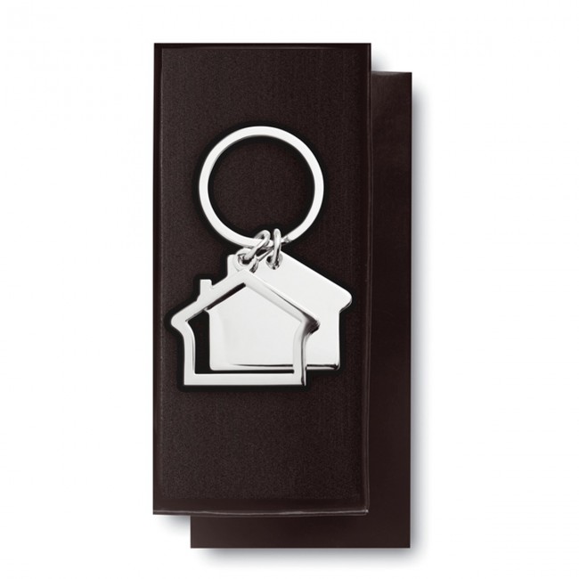 Promotional House Shaped Metal Keyring - Image 1