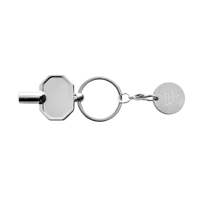 Promotional RCS Recycled Zinc Alloy Radiator Key Keychain With Coin - Image 1