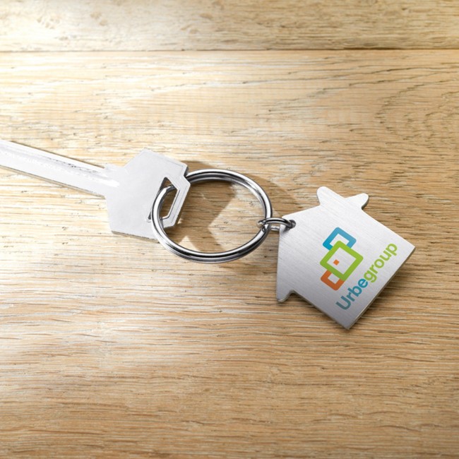 Promotional House Shaped Metal Keyring - Image 2