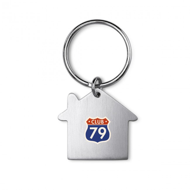 Promotional House Shaped Metal Keyring - Image 1