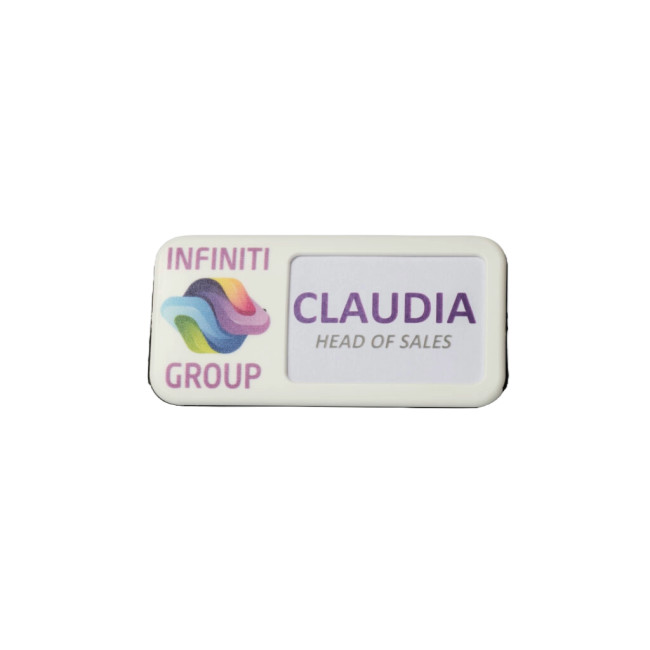 Promotional Always Recycled Reusable Name Badge – Rectangular Right Window