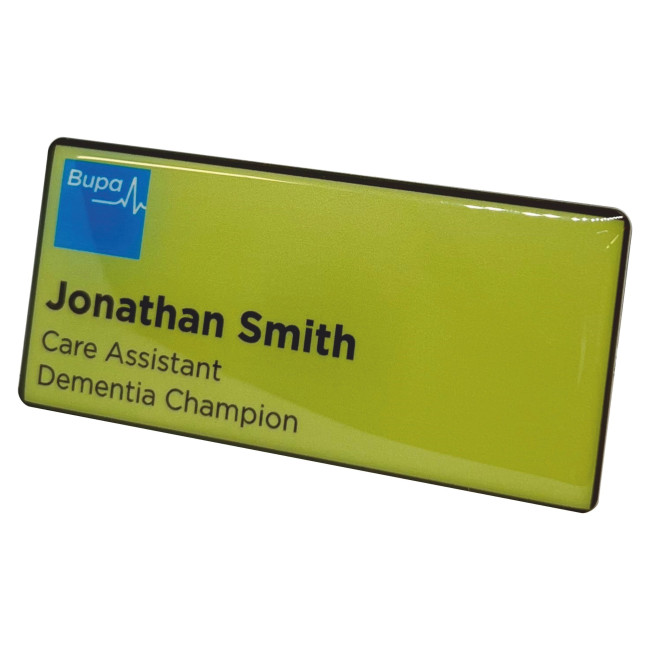 Promotional Recycled Plastic Name Badge 75x35mm Pin (Domed) - Image 1