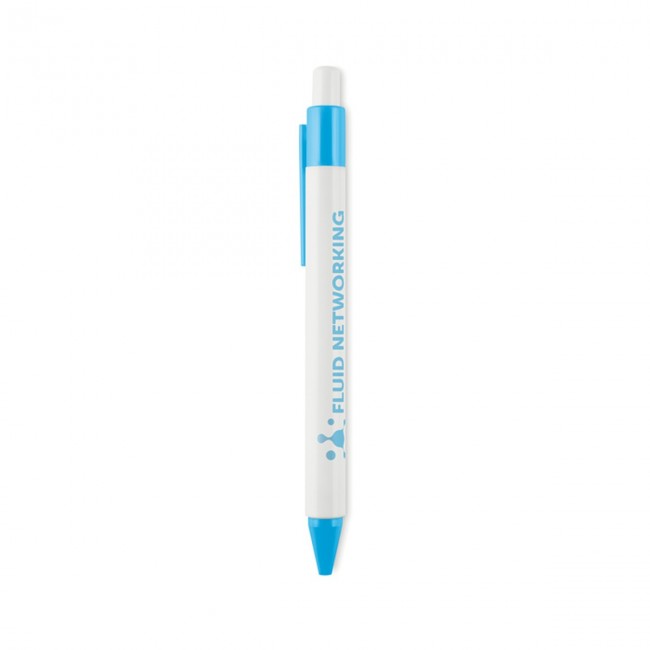 Promotional Plastic Push type pen blue in - Image 5