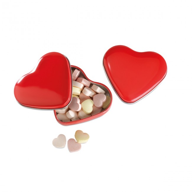 Promotional Heart Tin Box With Candies - Image 1