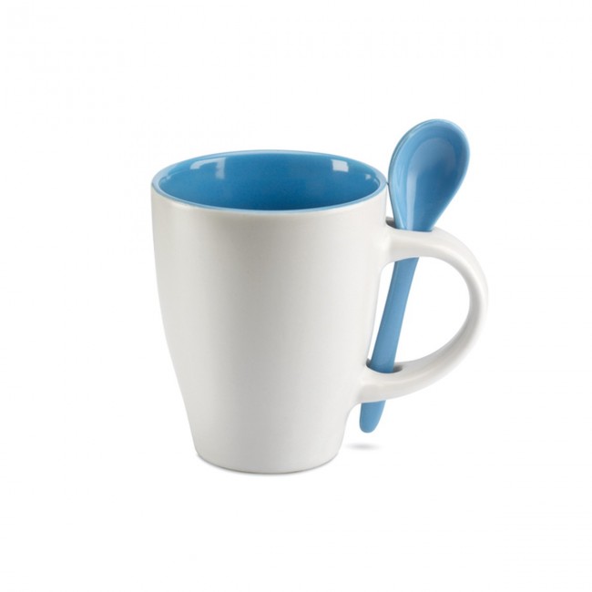 Promotional Bicolour Mug With Spoon 250ml - Image 2