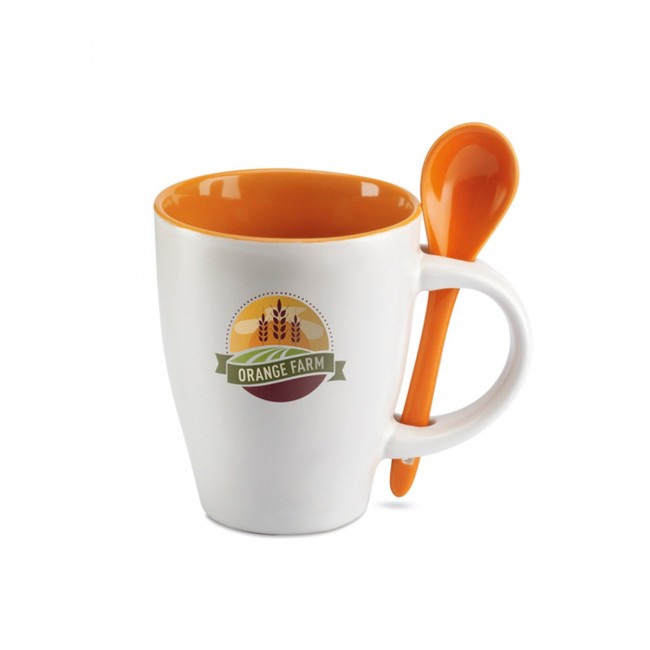 Promotional Bicolour Mug With Spoon 250ml - Image 1