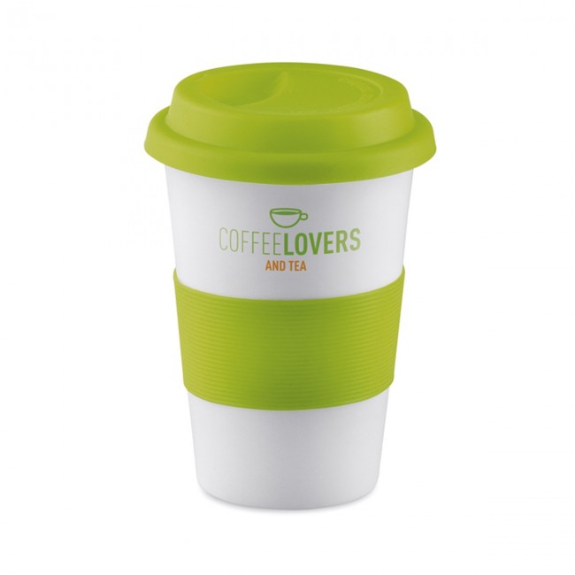 Promotional Ceramic Mug With Lid & Sleeve - Image 11