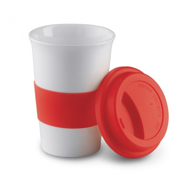 Promotional Ceramic Mug With Lid & Sleeve - Image 10