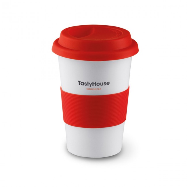 Promotional Ceramic Mug With Lid & Sleeve - Image 5