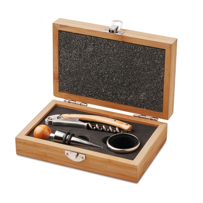 Promotional Wine Set In Bamboo Box - Image 1