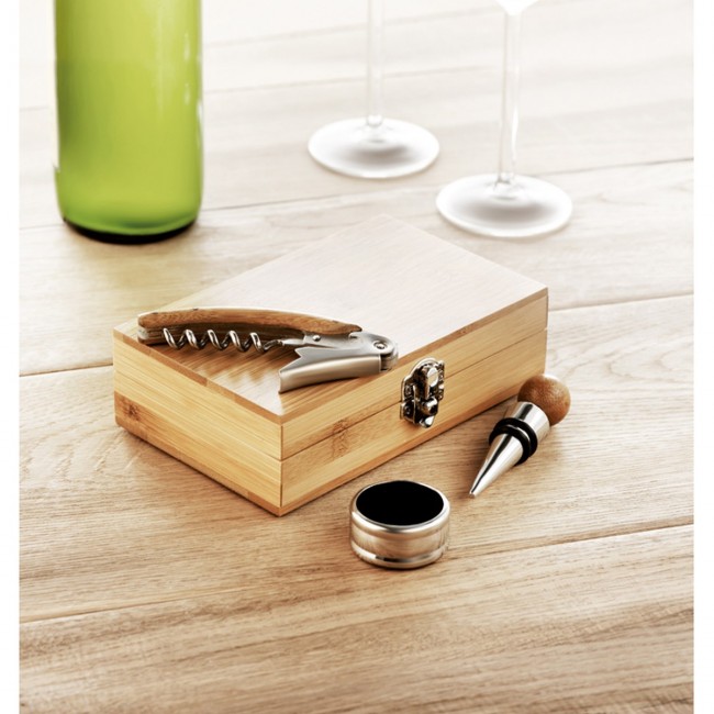 Promotional Wine Set In Bamboo Box - Image 3