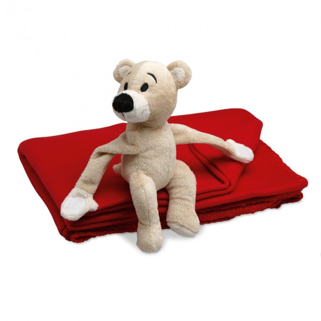 Promotional Fleece Blanket With Bear - Image 4