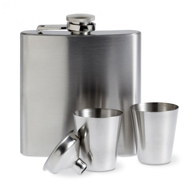 Promotional Slim Hip Flask With 2 Cups Set - Image 2