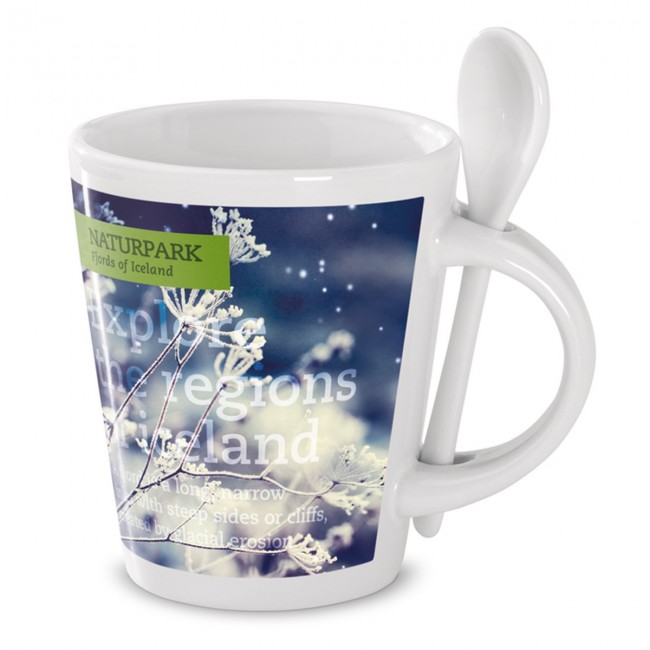 Promotional Sublimation Mug With Spoon - Image 1