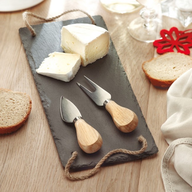 Promotional Slate cheeseboard with 2 kniv - Image 2