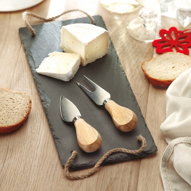 Promotional Slate cheeseboard with 2 kniv - Image 3