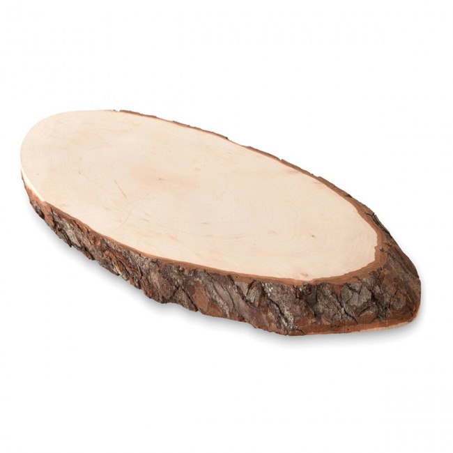 Promotional Oval wooden board with bark - Image 3