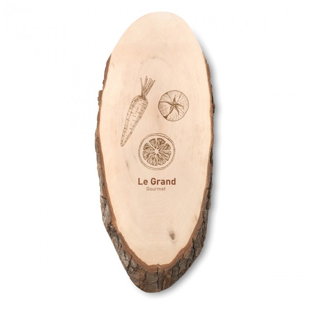 Promotional Oval wooden board with bark - Image 1