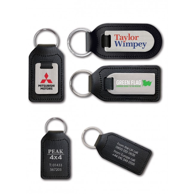 Promotional Economy Polycrown Bonded Leather Large Medallion Keyfob