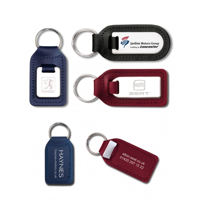 Promotional Premium Polycrown Genuine Leather Small Medallion Keyfob