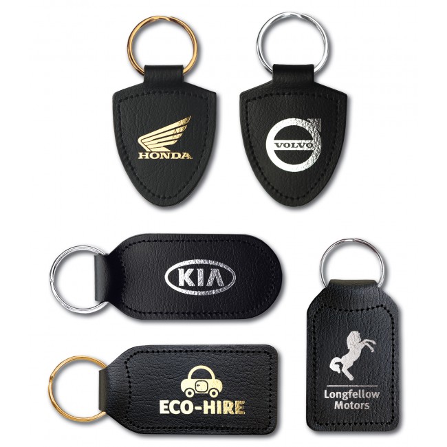 Promotional Large Rectangular Bonded Leather Keyfob