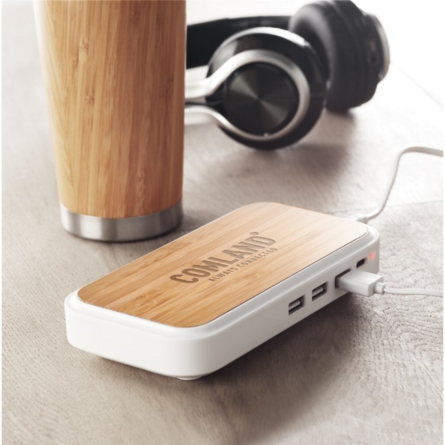 Promotional Wireless charger in bamboo - Image 4