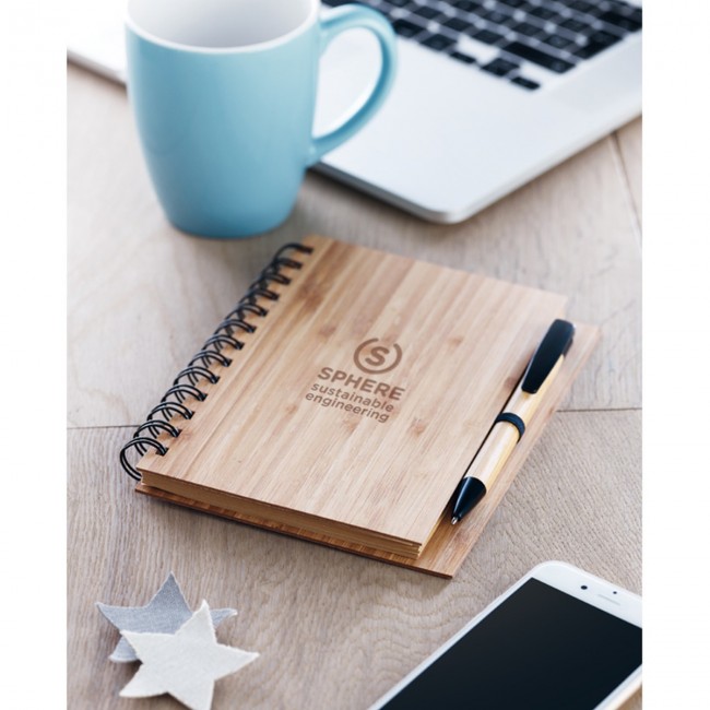 Promotional Bamboo Notebook With Pen Lined - Image 8