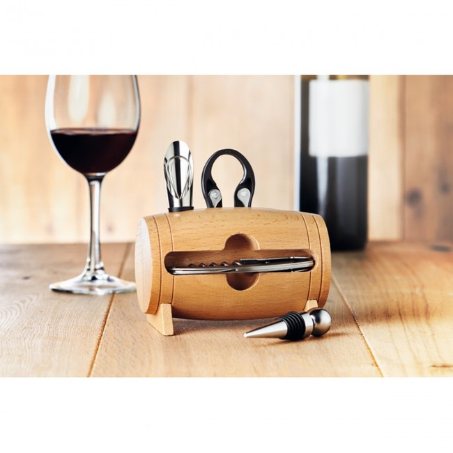 Promotional Wine Set In Wooden Stand 4pcs - Image 4