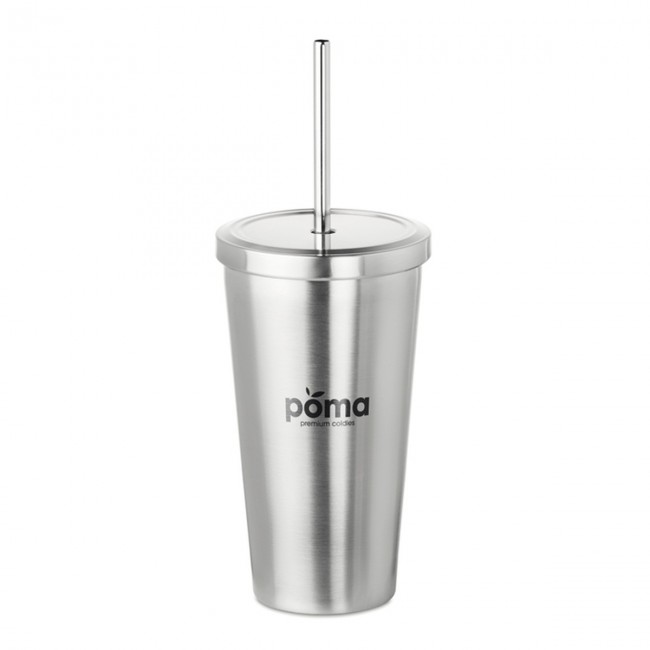 Promotional 500ml double wall  cup & stra - Image 2