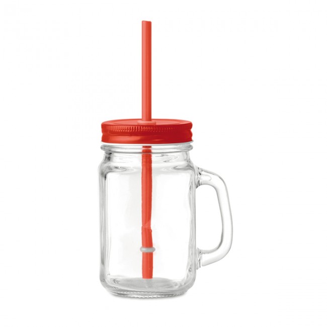 Promotional Glass Mason jar with straw - Image 4