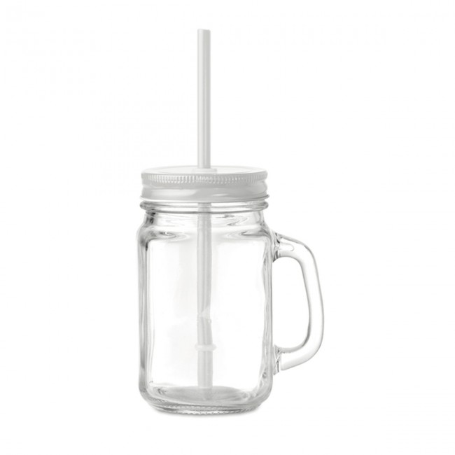 Promotional Glass Mason jar with straw - Image 5