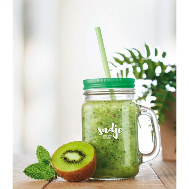 Promotional Glass Mason jar with straw - Image 8