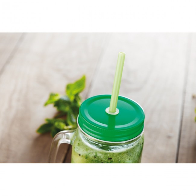 Promotional Glass Mason jar with straw - Image 11