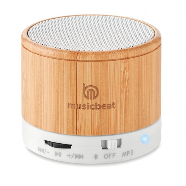 Promotional Round Bamboo Wireless Speaker - Image 7