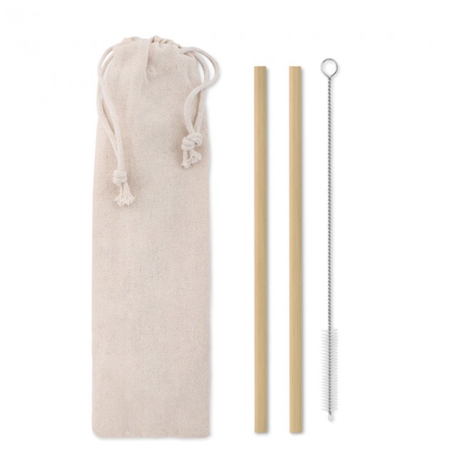 Promotional Bamboo Straw With Brush & Pouch - Image 1